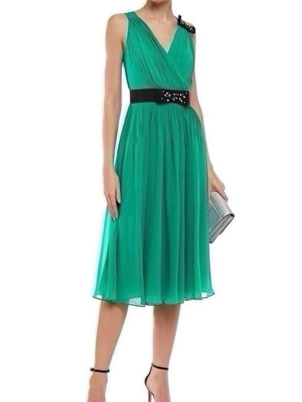 NEW Kate Spade Emerald Ring Green Chiffon Dress - Picture 10 of 14